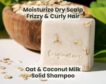 Solid Shampoo Bar Dry Hair with Oatmeal & Coconut Milk Repair Damaged Hair Solid Bar Shampoo Curly Hair Moisturizing Shampoo Soap Free
