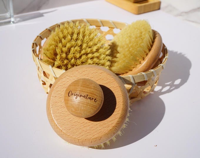 Dry Brush 100% Natural Sisal Fiber Wooden Dry Body Brush Exfoliating Brush Vegan Dry Brush Bodycare Plant-based Dry Brushing Smooth Skin