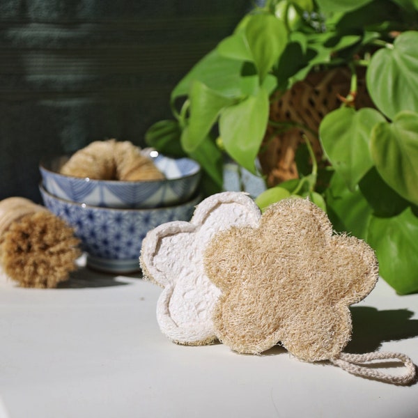 Non-scratch Scrub Sponges - Two-sided Flower Shape Dish Scrubber Plant-based Dish Sponge Plastic Free Dishwashing Sponge