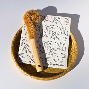 Swedish Dishcloth Super Absorbent Cellulose Fiber w/ Bamboo Brush & Solid Dish Soap Eco Friendly Cleaning Wipes unpaper towel  |Originature
