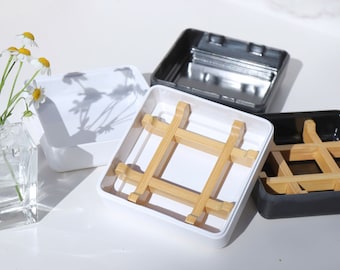 Plastic-free Soap Box With Lid Portable Shampoo Bar Container Bamboo Soap Dish Travel Soap Case Soap Bar Holder Soap Tray Soap Keeper