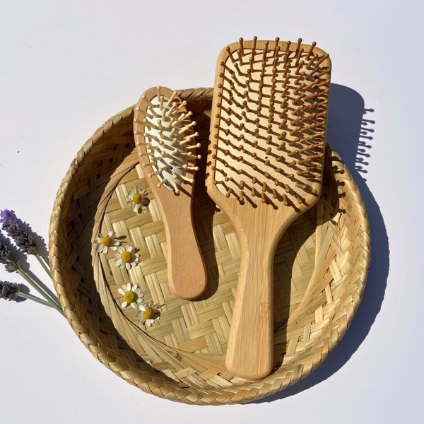 Wooden Brush Eco-friendly Scalp Massage Brush For Travel Natural Hairbrush Portable  Detangling Brush for Kids Wooden Comb Anti-static