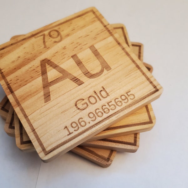 Wood Coaster with Periodic Table Element