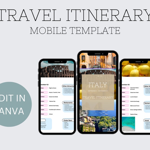Italy Itinerary Template - Etsy