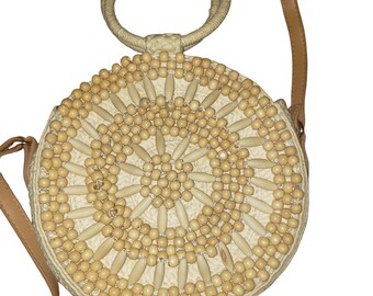 Small Wood Beaded vintage purse