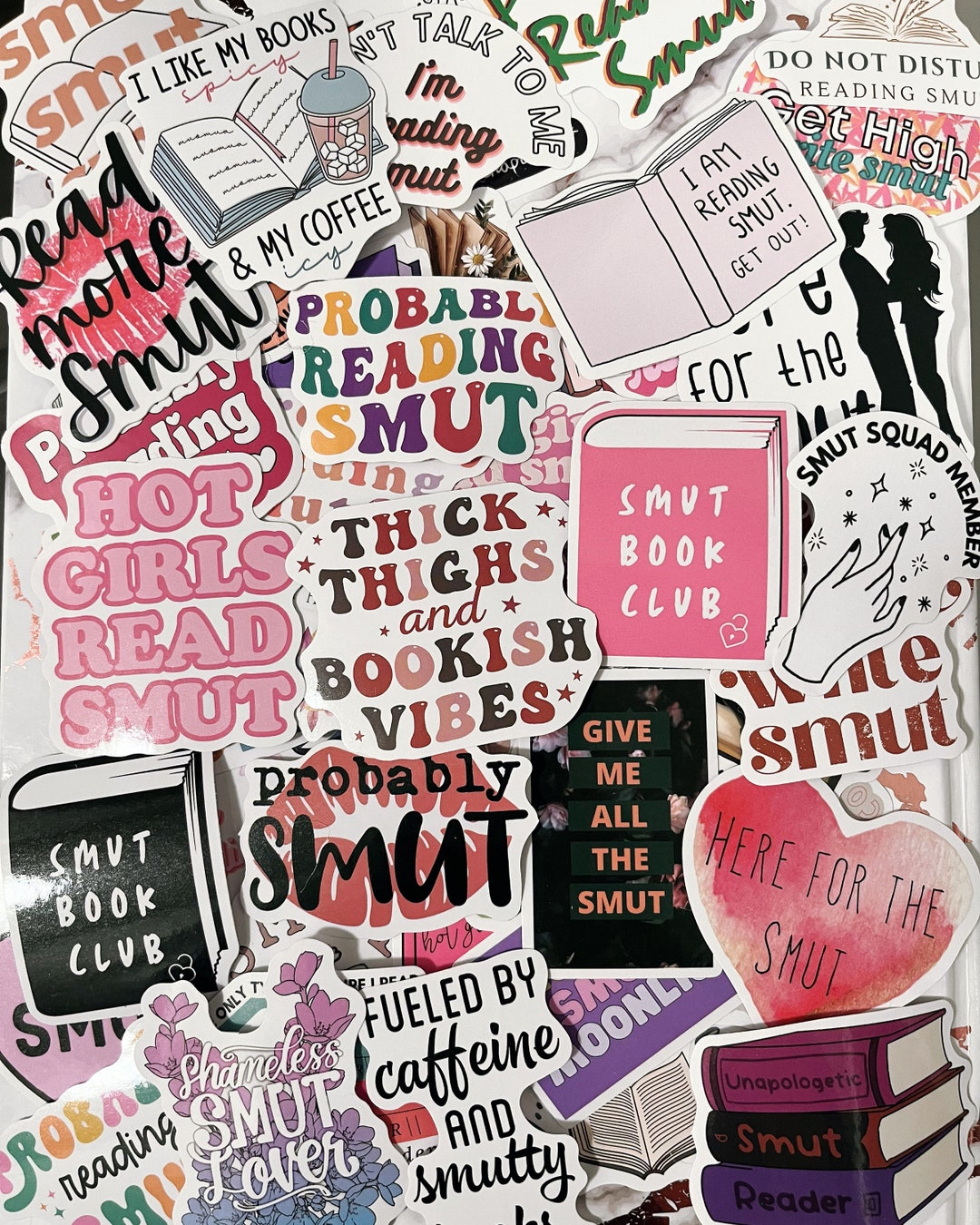 Set 3Pcs Smutty Book Club Smut Sticker Ticket Stickers Book Lover Smut Reader Reading Lover Bookish Funny Kindle Stickers Waterproof Die-Cut Vinyl Sticker For Water Bottle (3 Inches