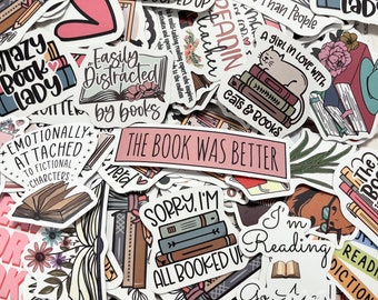Reading Book Sticker Mystery Pack, Random Book Nook Die Cut Stickers, Kindle Accessories, Romance, Smut, Booklover Gift, waterproof stickers