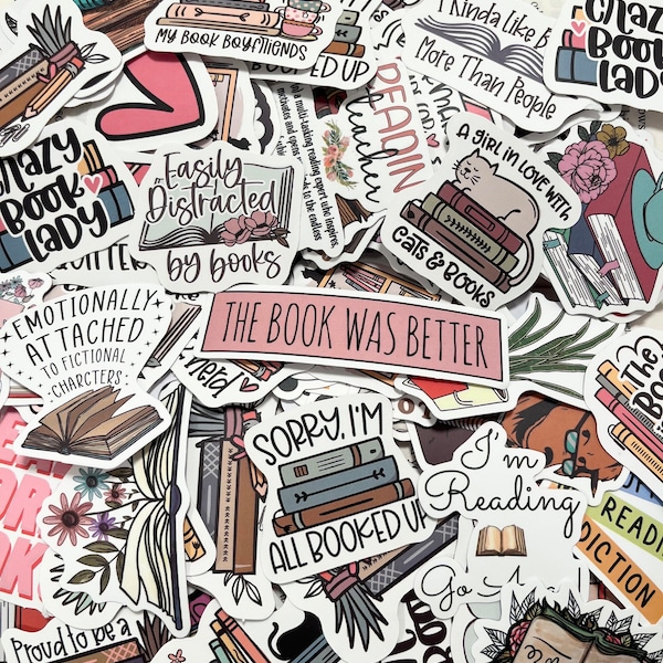 Reading Book Sticker Mystery Pack, Random Book Nook Die Cut Stickers, Kindle Accessories, Romance, Smut, Booklover Gift, waterproof stickers