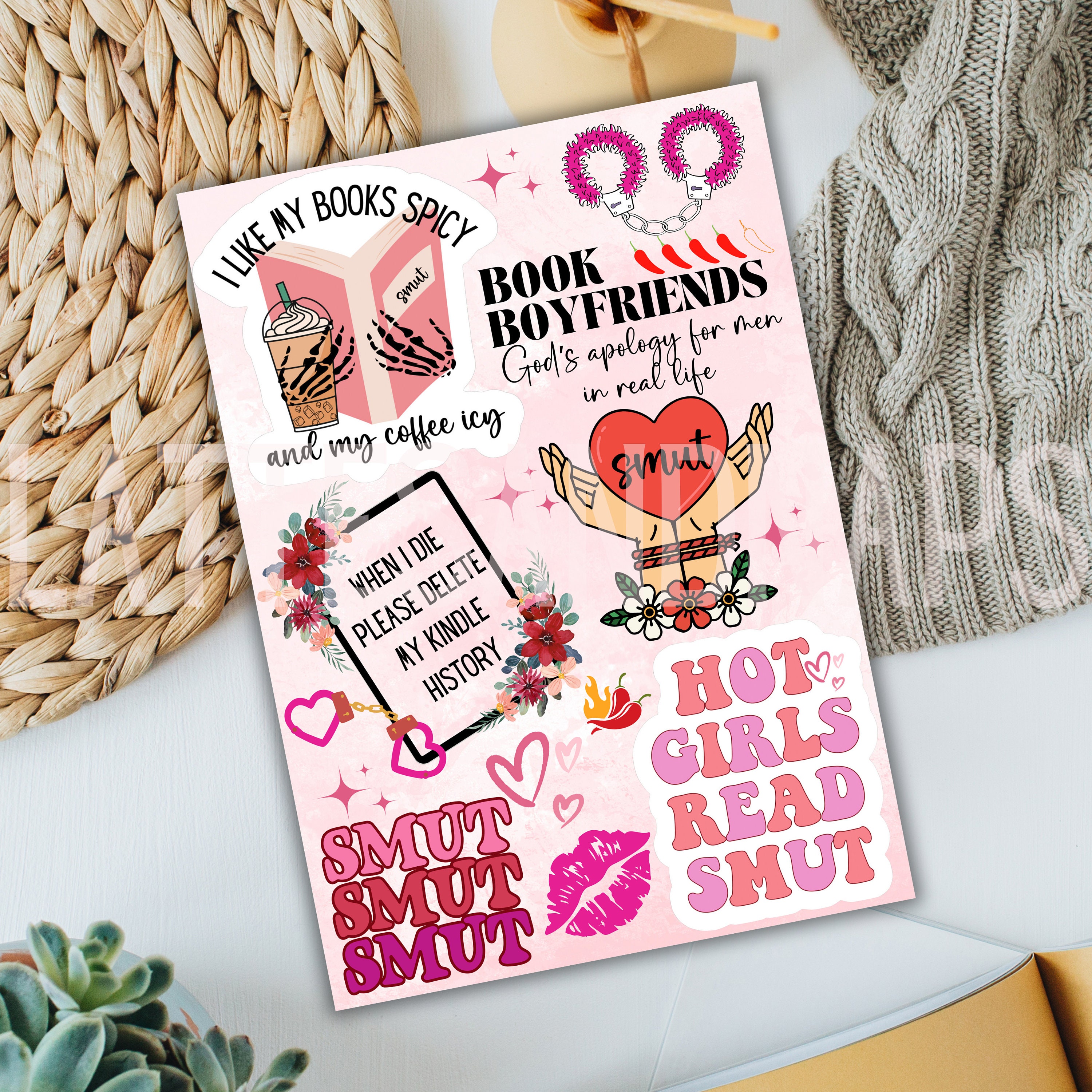 Kindle Insert Pack for Clear Case, Smut Book Theme, Kindle Skin ...