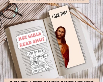 Peeking Jesus - I Saw That Bookmark, Smutty book reading stickers, Jesus Judging Bookmark for Smut Lovers, Dark Romance Lovers, Romantasy