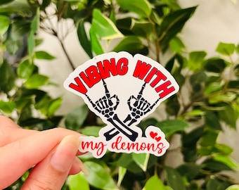 Vibing with my demons Smutty Dark Romance Bookish Sticker, Die Cut Sticker, Kindle Accessories, Smut, Booklover Gift, Dark Romantasy, Smut