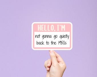 Hello I won't go back to the 1950s Social Justice Sticker, Pro Choice Progressive Liberal, Pride LGBTQIA+, Pro Queer Diversity, Feminism