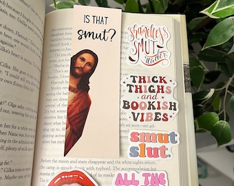 Peeking Jesus - Is that Smut Bookmark, Smutty book reading stickers, Jesus Judging Bookmark for Smut Lovers, Dark Romance Lovers, Romantasy