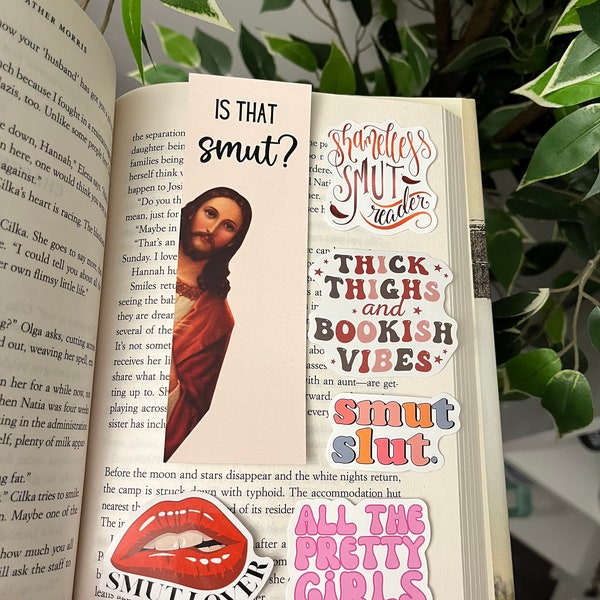 Peeking Jesus - Is that Smut Bookmark, Smutty book reading stickers, Jesus Judging Bookmark for Smut Lovers, Dark Romance Lovers, Romantasy