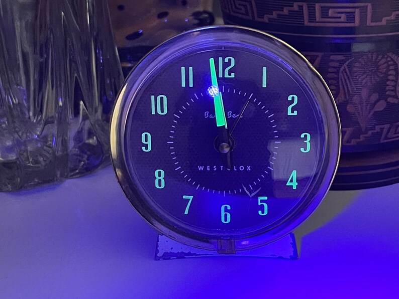 Working Westclox Baby Ben Style 7 Radium Alarm Clock Small Crack on