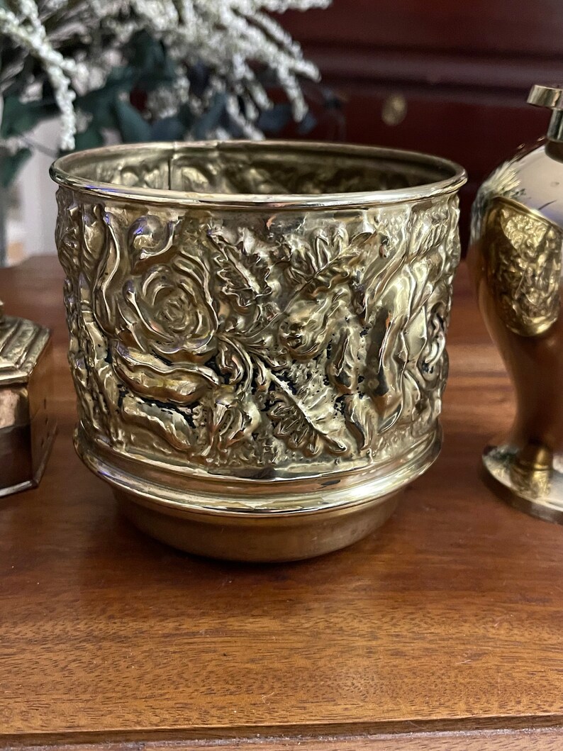 Vintage Brass Lot Brass Urn Planter Box Etsy