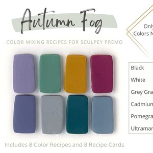 Color Recipes for Polymer Clay, Sculpey Premo Trending Fall Color Recipes to Make Jewelry, Kids Crafts, Beads, Color Recipe Cards included