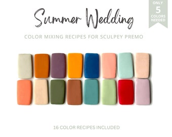 Summer Wedding Polymer Clay Color Recipe | Sculpey Premo | Recipe Cards | Mixing Guide