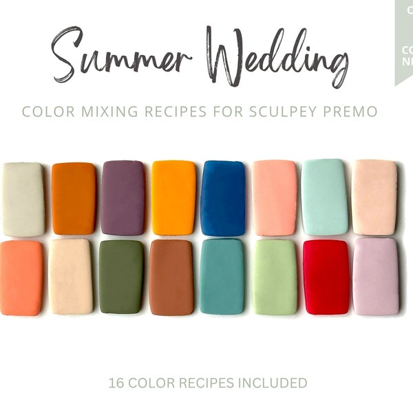 Summer Wedding Polymer Clay Color Recipe | Sculpey Premo | Recipe Cards | Mixing Guide