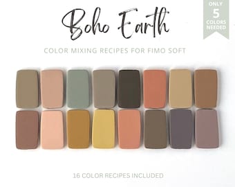 Boho Erde Polymer Clay Farbrezepte | FIMO Soft | Rezeptkarten | Anleitung | braun olivgrün gelb rost