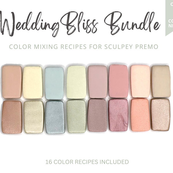 Wedding Pastels Bundle | Polymer Clay Color Recipes | Pearl Sculpey Premo | Recipe Cards | Mixing Guide | Spring Summer Wedding Colors