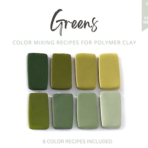 Recepten in polymeerkleikleur, Sculpey Premo groen palet, Receptkaarten, Licht donker bosmunt, Receptkaarten, Mixgids