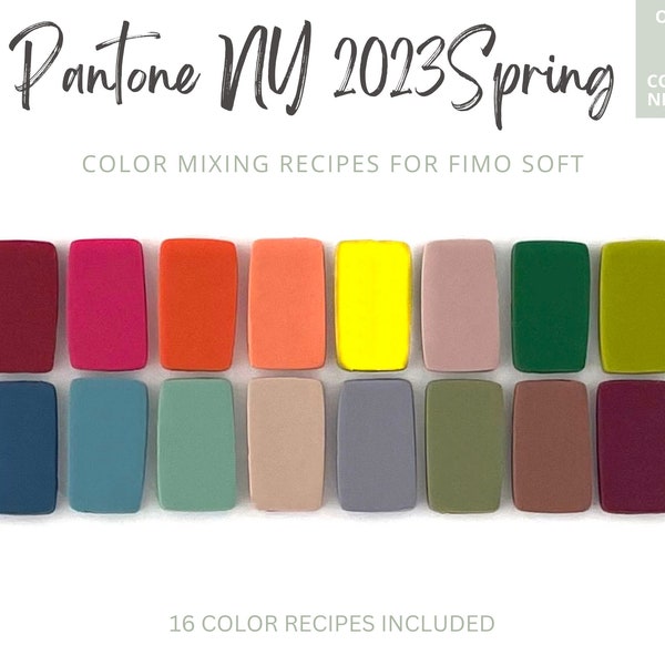 Pantone Polymer Clay Color Recipes |  Fimo Soft | Pantone 2023 NY Spring Colour Palette | Recipe Cards | Viva Magenta