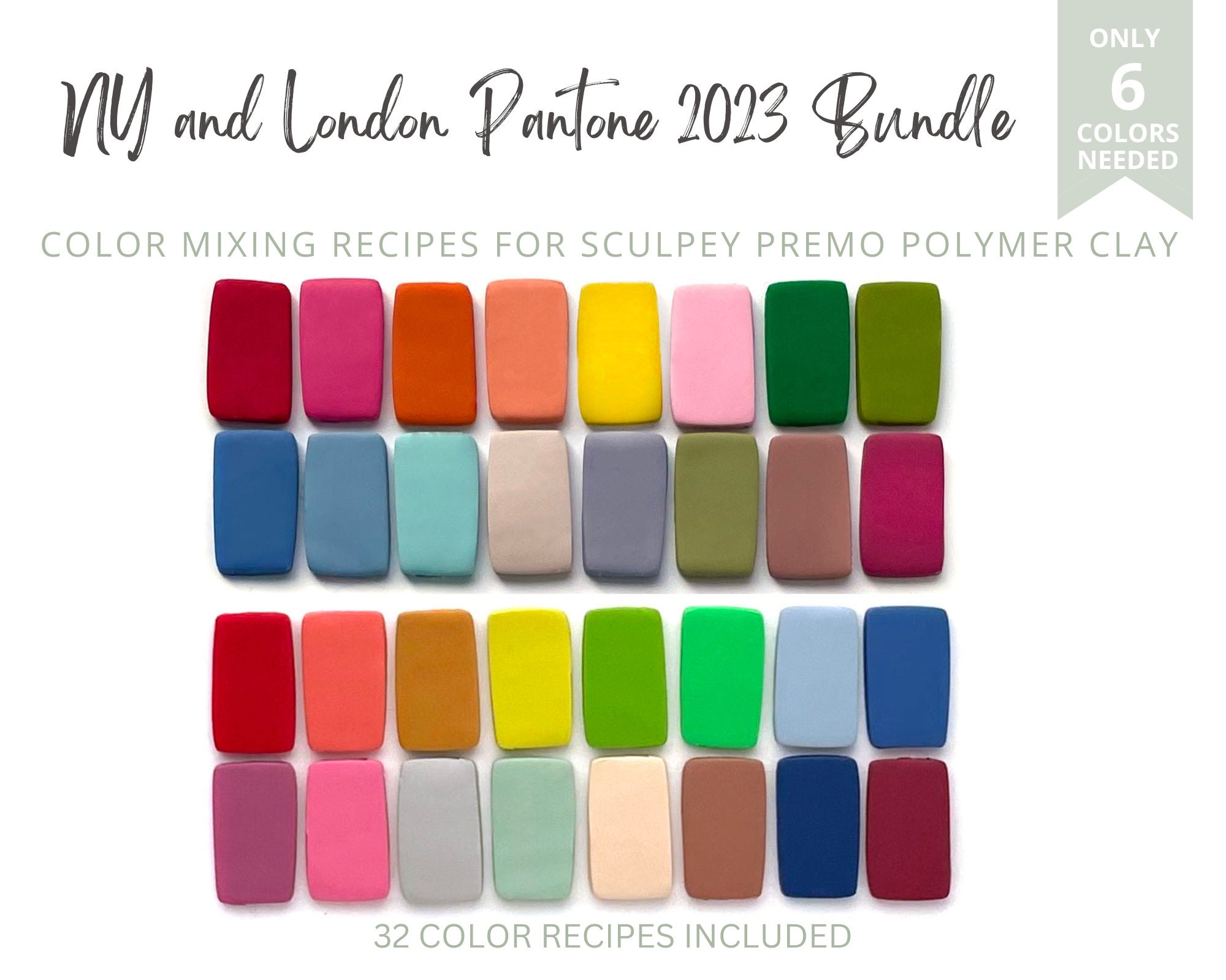 Set of 90 Recipes, 15 Color Palettes, Sculpey Premo