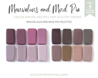 Mauvelous And Mud Pie Polymer Ton Farbrezepte | Sculpey Premo | Mauve Braun Hell Dunkel Pastellfarben Palette | Anleitung zum Mischen