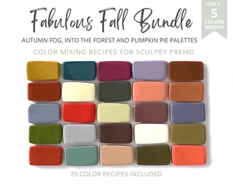 Fabelhaftes Herbst Bundle Polymer Clay Farbrezepte | Sculpey Premo | Warmer dunkler Boho | Rezeptkarten | Herbstliche Farbpalette