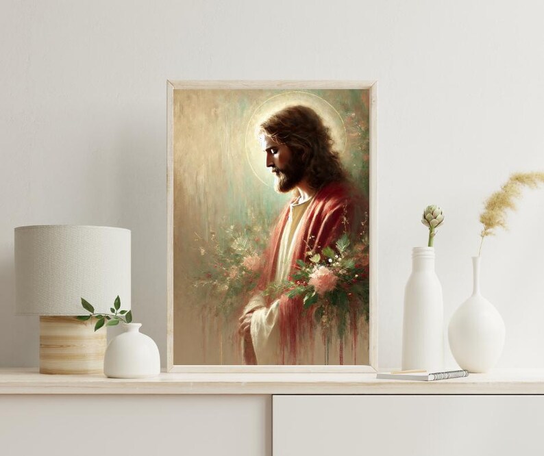 Christmas Portrait of Jesus Christ Digital Download, Modern Christian ...