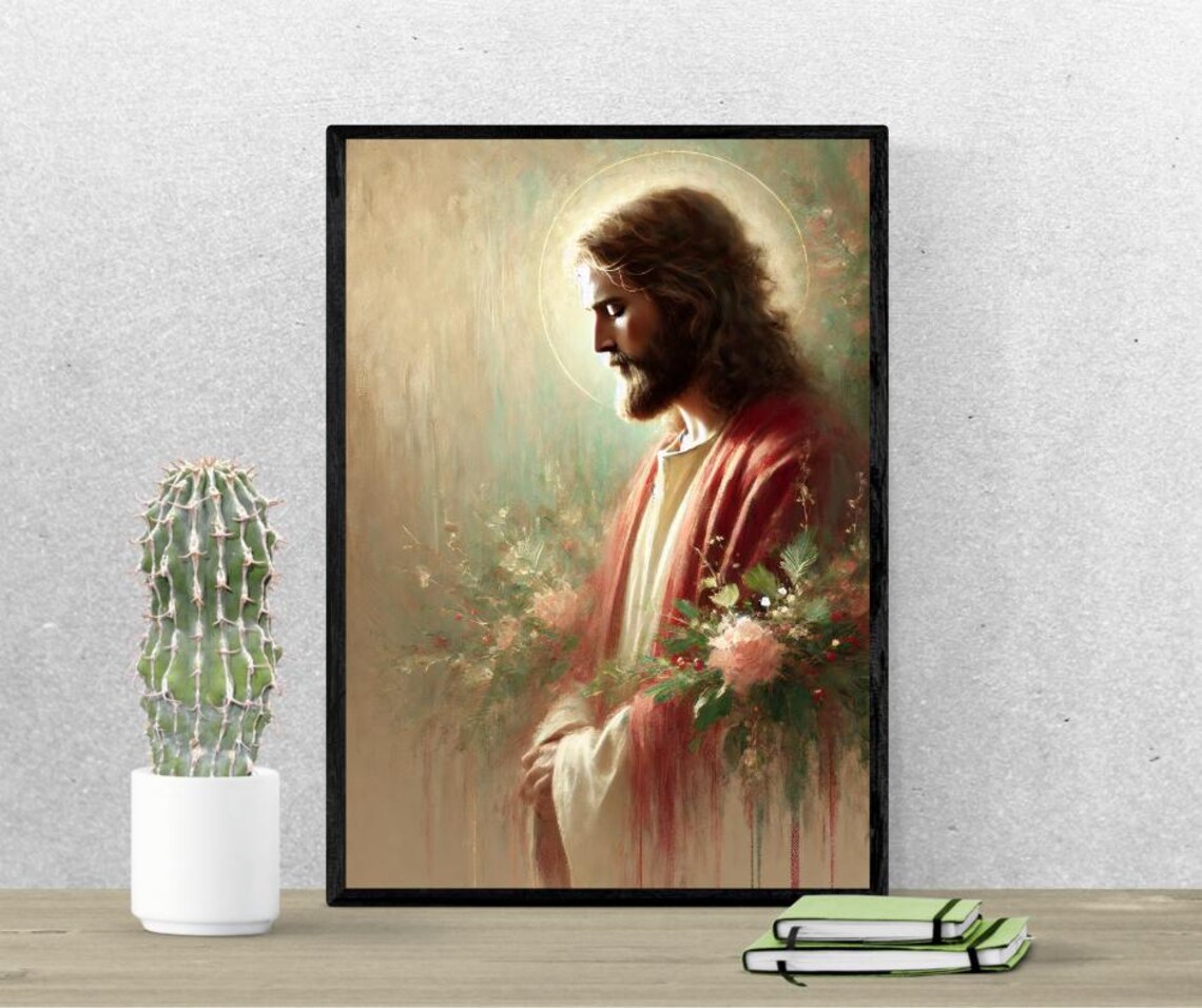 Christmas Portrait of Jesus Christ Digital Download, Modern Christian ...