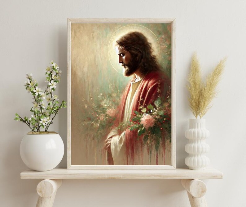 Christmas Portrait of Jesus Christ Digital Download, Modern Christian ...