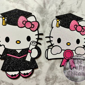 Graduation Kitty (Cardstock) Bouquet Topper / Grad Cap Topper / Topper