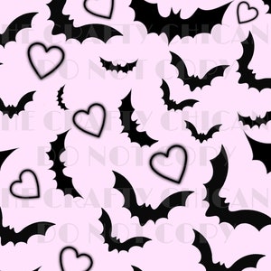 Pastel Pink, Bats and Hearts - Tumbler Wrap- Goth Tumbler Wrap 20oz Skinny Tumblers