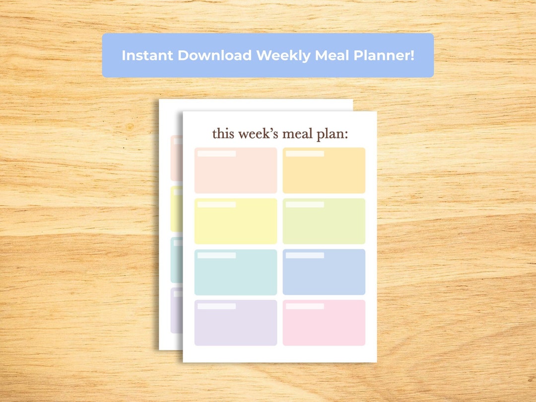 Printable Weekly Meal Planner | Instant Download | Minimalist, Modern ...