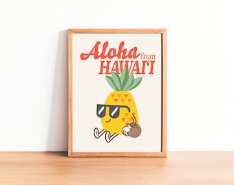 Impression d'art rétro Aloha Hawaii | affiche de voyage vintage