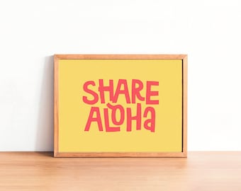 Share Aloha Giclee Art Print | Retro Hawaii Beach Decor