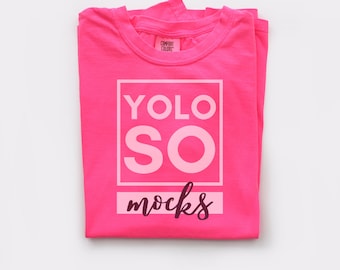 Comfort Colors 1717 Neon Pink mockup - Garment-Dyed Heavyweight T-Shirt | Comfort colors mockup  - Tee mockup - Pink tee mock