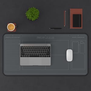 Cognitive Matrix Desk Mat | Slate Grey Neoprene | ADHD Productivity System | Large Minimalist Mouse Pad for Deep Work & Focus | Office gifts