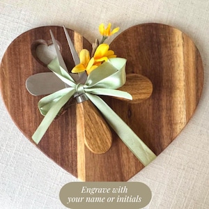 Heart Shaped Personal Charcuterie Cheese Board Set Mini Snack Serving Board Favor for Party Guests Shower or Event Keepsake Gift