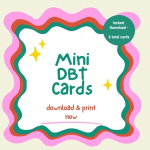Kaart DBT digitale Instant Download mini coping vaardigheid herinnering afdrukbare wellness cadeau voor therapie cliënt zelfzorg stemming ondersteuning toolkit cadeau