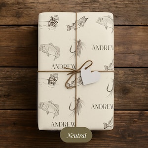 outdoorsman gift wrap, bass fish wrapping paper, fishing gift idea, fisherman retirement gift wrap