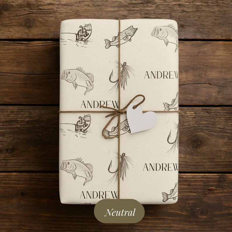 outdoorsman gift wrap, bass fish wrapping paper, fishing gift idea, fisherman retirement gift wrap