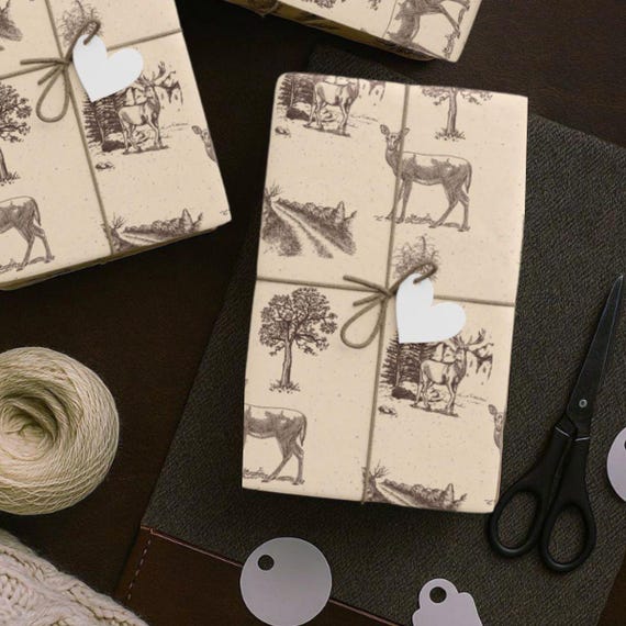 Outdoorsman Gift Wrap for Hunter Rustic Wrapping Paper Nature Stag Theme Gift Wrap for Birthday Retirement or Special Occasion