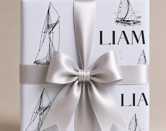 Personalisiertes Geschenkpapier mit Segelbootmotiv – Geschenkpapier für Geburtstage und Babypartys