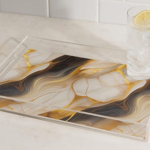 Modern Bar Cart Decor Tray Acrylic Home Statement Piece High End Gift Coffee Table Accent for Stylish Holiday Hosting Luxe Counter Organizer