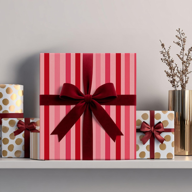 Cute Wrapping Paper for Girl Trendy Pink Stripe Gift