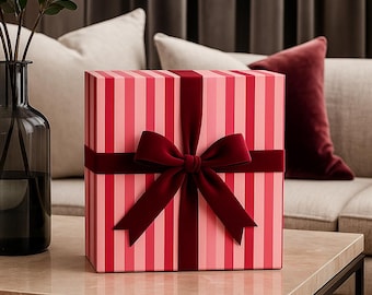 Inpakpapier in trendy roze strepen, perfect als verjaardagscadeau in preppy stijl, decoratief papier, Valentijnsdagcadeau voor je vriendin.