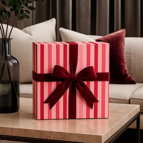 Wrapping Paper Trendy Pink Stripe Gift for Birthday Preppy Style Decorative Paper Valentines Day Gift for Girlfriend